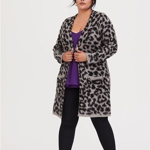 TORRID Grey Leopard Longline Cardigan